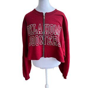 One Vintage Women's Large Up Long Sleeve Cropped Oklahoma Sooners Sweat Shirt